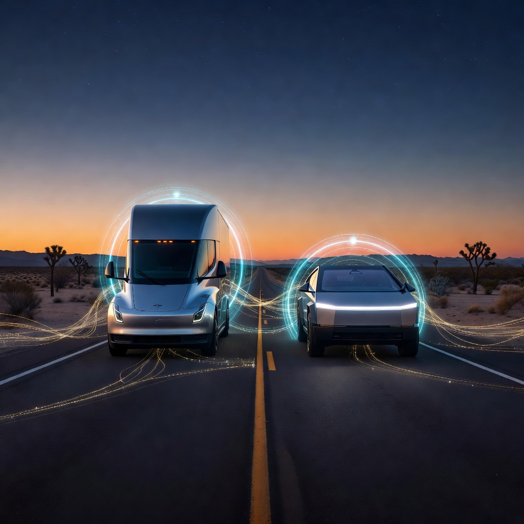 Tesla Full Self-Driving neural network visualization for Semi and Cybertruck autonomous systems