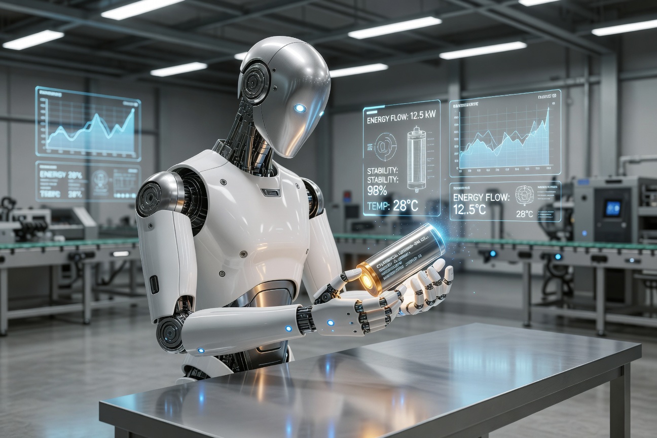 Tesla Optimus robot self-correcting its grip on a complex assembly task in a futuristic lab environment