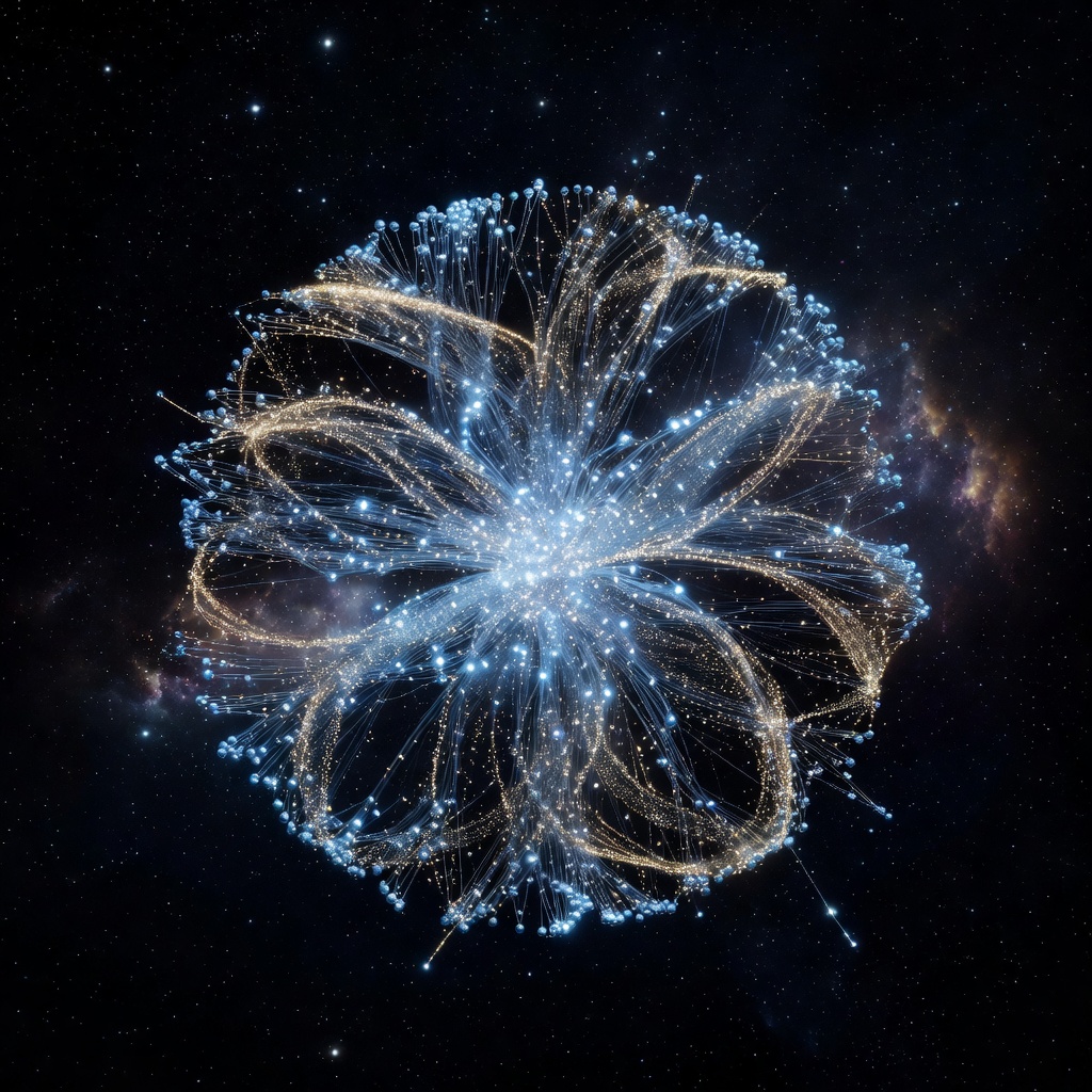 Futuristic AI neural network visualization with glowing data streams representing the Grok AI model